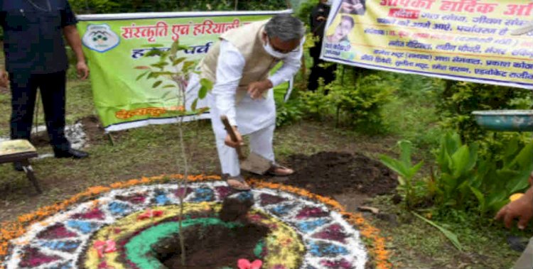 देहरादून:सीएम त्रिवेन्द्र ने किया वन विश्राम गृह परिसर में वृक्षारोपण