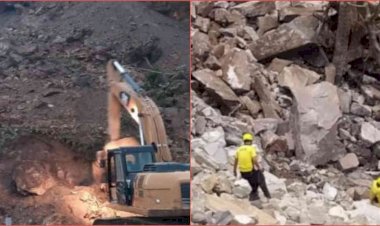 टिहरी:  ऋषिकेश-बदरीनाथ हाईवे पर भूस्खलन,  पोकलैंड खाई में गिरी,  तीन की मौत