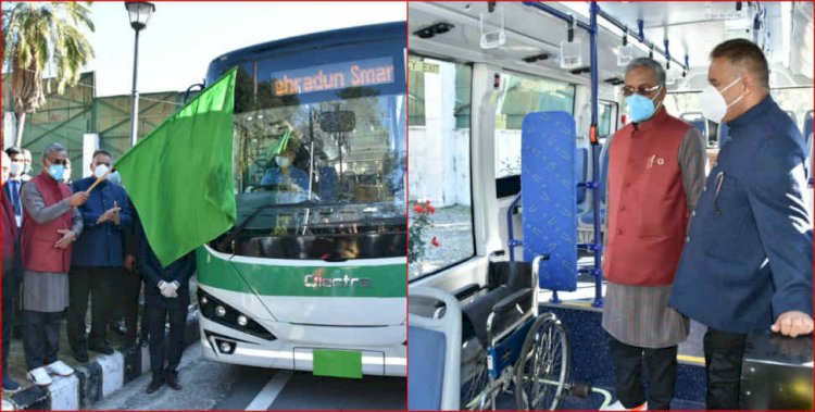 देहरादून में दौड़ेगी इलेक्ट्रिक बस, ट्रायल रन का सीएम ने किया फ्लैग ऑफ
