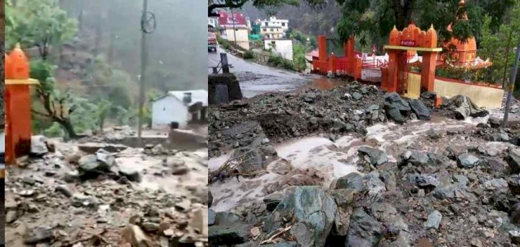 अल्मोड़ा: भारी बारिश से प्रसिद्ध कैंची धाम  मंदिर प्रांगण में आया मलबा