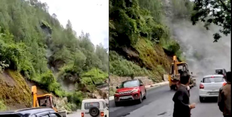 बदरीनाथ हाईवे पर खिसका पहाड़, रोंगटे खड़े कर देने वाला वीडियो वायरल