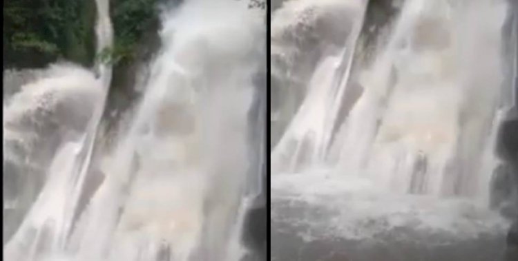 भारी बारिश से प्रचंड वेग में आया कैंपटी फॉल, समय रहते पुलिस ने हटाया पर्यटकों को, देखें वीडियो