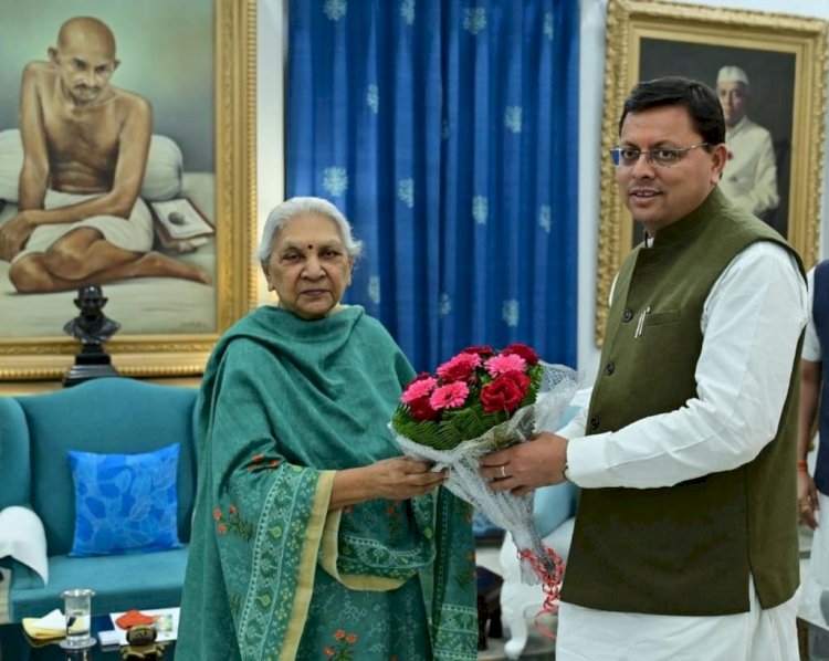 यूपी दौरे पर सीएम धामी, राज्यपाल आनंदी बेन से की मुलाकात