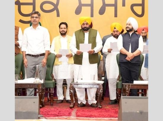 आम आदमी पार्टी ने मुल्लांपुर में ब्लॉक अध्यक्षों और जिला प्रभारियों के लिए शपथ ग्रहण समारोह का आयोजन किया