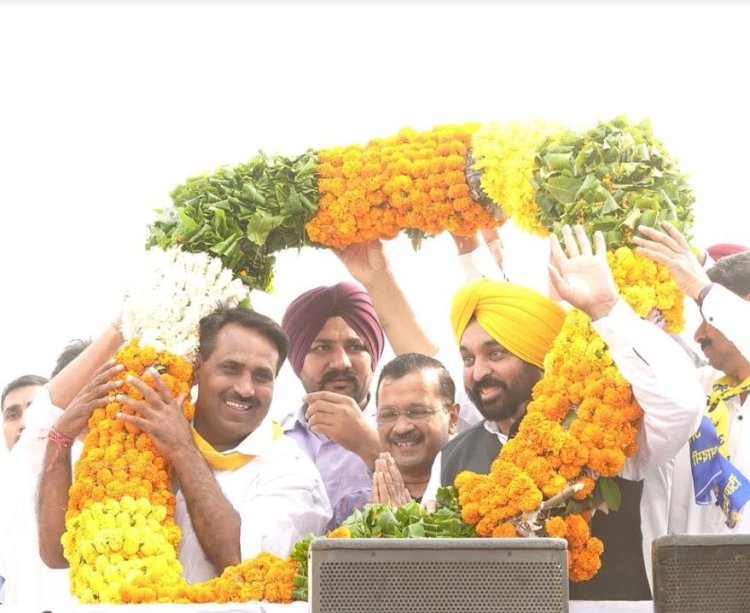 राजस्थान में 'आप' उम्मीदवारों के लिए भगवंत मान और अरविंद केजरीवाल ने किया प्रचार