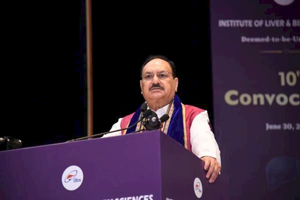 केंद्रीय स्वास्थ्य मंत्री जगत प्रकाश नड्डा ने इंस्टीट्यूट ऑफ लिवर एंड बिलियरी साइंसेज के 10वें दीक्षांत समारोह को संबोधित किया